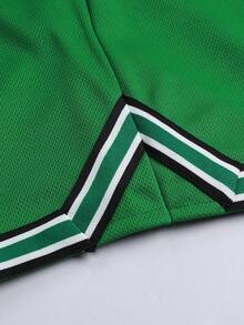 Men Letter Graphic Contrast Trim Sports Set, Athletic Suit, Tracksuit - Multicolor - View 4