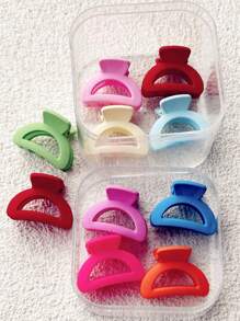 10入組女士隨機色半圓形可愛髮爪適用於頭髮裝飾用品 - 彩色 - 查看 1