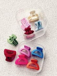 10入組女士隨機色半圓形可愛髮爪適用於頭髮裝飾用品 - 彩色 - 查看 2