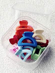 10入組女士隨機色半圓形可愛髮爪適用於頭髮裝飾用品 - 彩色 - 查看 3