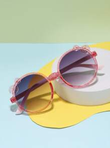 1副女孩金屬亮絲圓框波西米亞太陽眼鏡適用於度假 - 粉色 - 查看 2