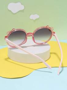 1副女孩金屬亮絲圓框波西米亞太陽眼鏡適用於度假 - 粉色 - 查看 3