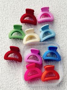 10入組女士隨機色半圓形可愛髮爪適用於頭髮裝飾用品 - 彩色 - 查看 4