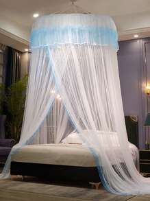 1pc Lace Trim Mosquito Net, Bed Canopy For Home - White - View 1