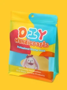 1set Polyester Knitting Kit, Cute Cartoon Rabbit Design Knitting Material Kit For Home