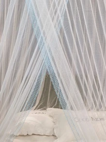 1pc Lace Trim Mosquito Net, Bed Canopy For Home - White - View 5