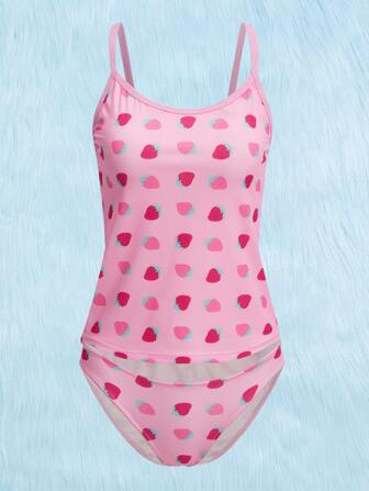 Kawaii Strawberry Print Lingerie Set