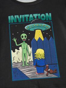 Lasthopeparty Alien Print PJ Set, School - Black - View 3