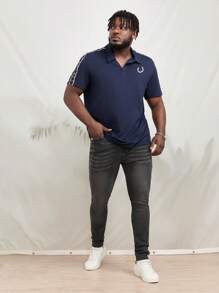 GENTILAND Men Plus Slant Pocket Skinny Jeans - Dark Grey - View 5