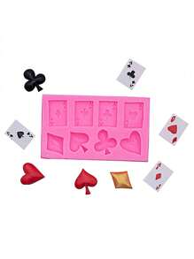 1 pieza Baraja de Cartas "A" diseño de cuatro flores de bricolaje en resina y arcilla con molde de silicona - Rosa - Ver 1