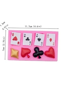 1 pieza Baraja de Cartas "A" diseño de cuatro flores de bricolaje en resina y arcilla con molde de silicona - Rosa - Ver 2