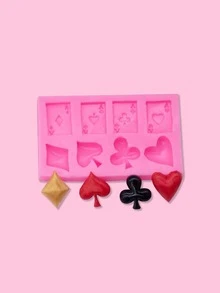 1 pieza Baraja de Cartas "A" diseño de cuatro flores de bricolaje en resina y arcilla con molde de silicona - Rosa - Ver 3