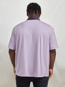 EASEVO 男士字母圖案撞色POLO衫 - 彩色 - 查看 2