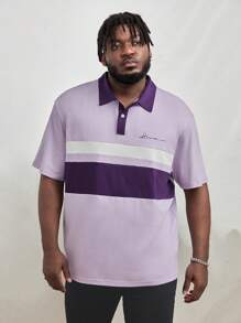 EASEVO 男士字母圖案撞色POLO衫 - 彩色 - 查看 3