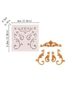 1pc European Retro Classical Relief Flower Vine Ceramic Clay Decoration Silicone Mold - Apricot - View 2