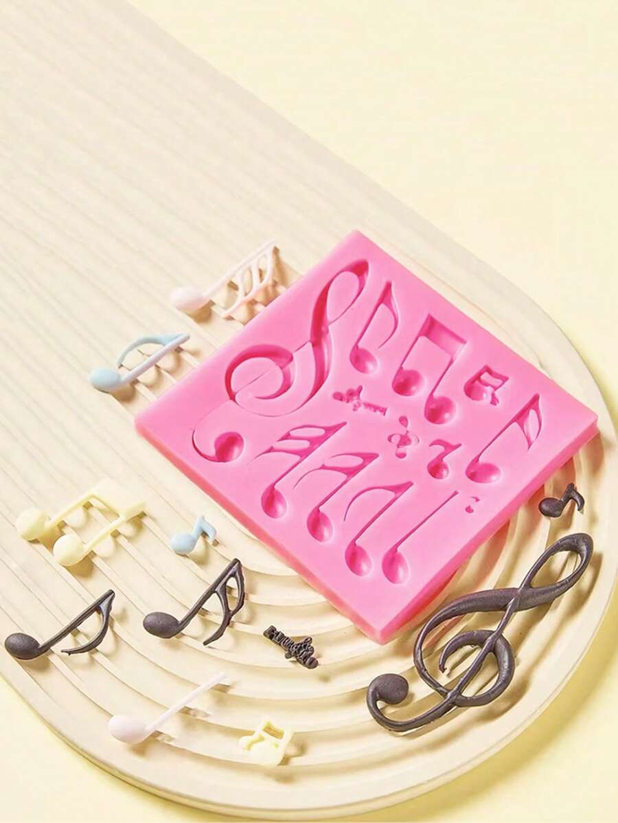 1入組矽膠現代音符設計DIY矽膠模具 - 粉色 - 查看 1