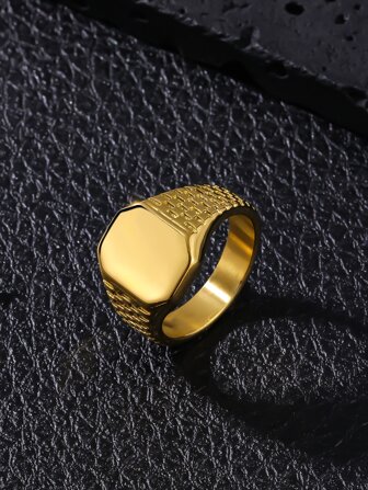 1pc Men's Octagon Smooth Classic Gift Ring