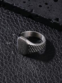 1pc Men's Classic Octagonal Plain Band Ring, Gift - Silver - View 3