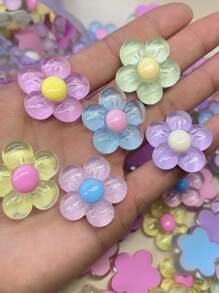 10pcs/Pack Mixed Style DIY Resin Accessories Including Transparent Flower Shaped Earrings, Hair Decorations, Stationery, Phone Case, Keychain, Cup, Hollow Out Clogs, Fridge Magnets, Decorative Stickers With Double-Sided Adhesive Tape Valentines - Multicolor - View 13