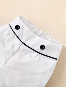 Toddler Boys Button Front Shirt & Shorts - Blue and White - View 4