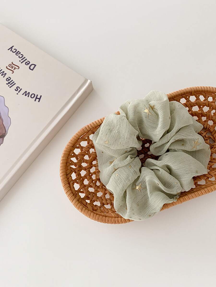 1pc Women Star Pattern Fashion Scrunchie - Green - View 1