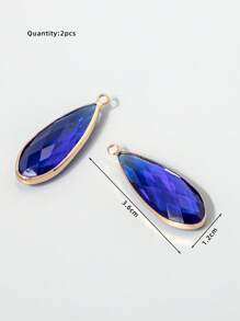 2 cái/bộ Mặt dây chuyền DIY hình giọt nước - Xanh đậm - Xem 3