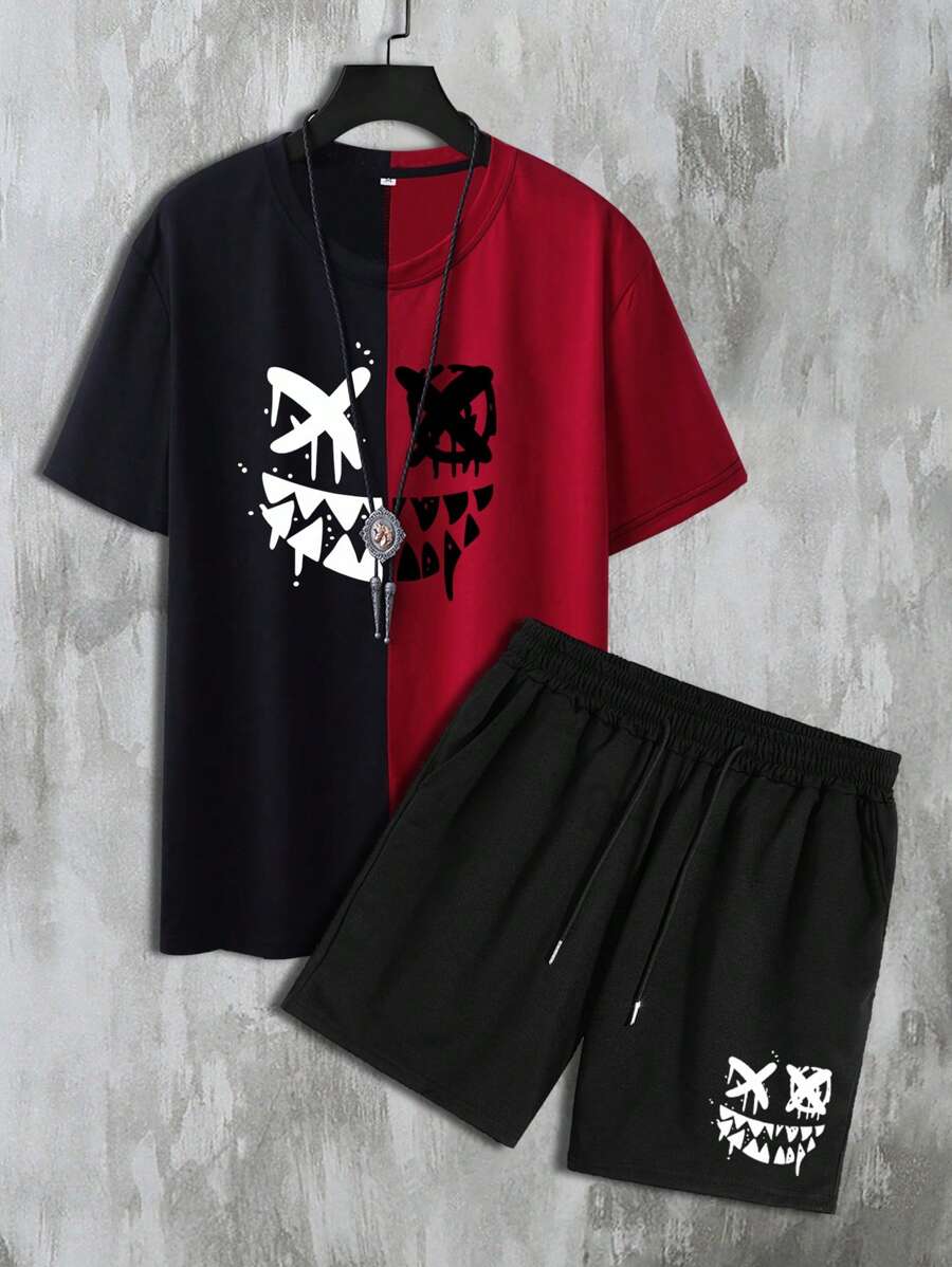 Manfinity Roughcore Bộ hai mảnh Nam Dây kéo Hoạt hình Khối Màu Giải trí - Nhiều màu - Xem 1