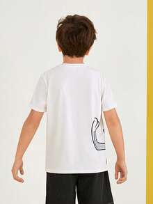 LOONEY TUNES X SHEIN Tween Boy Cartoon & Letter Graphic Tee - White - View 2