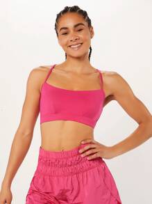GLOWMODE FeatherFit™ Convertible Skinny Strap Sports Bra - Tropical Pink - View 2