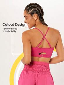 GLOWMODE FeatherFit™ Convertible Skinny Strap Sports Bra - Tropical Pink - View 4