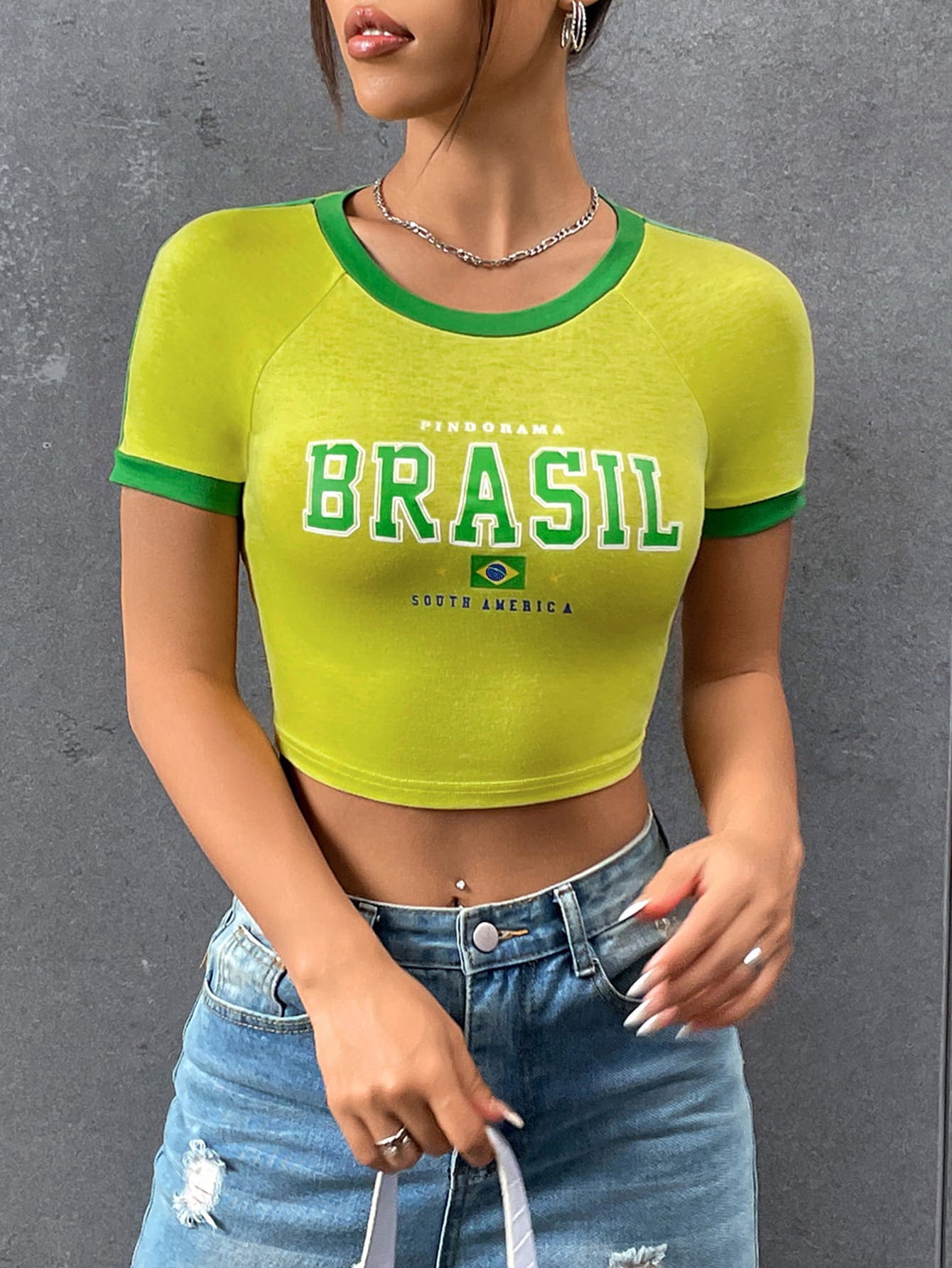 SHEIN EZwear 适合运动爱好者的夏季休闲蓝白拼色压缩 T 恤 - 黃色 - 查看 1