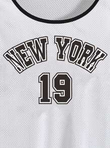 Aesthetic Post Hombres Top tank con estampado de letra unido en contraste - Blanco - Ver 3