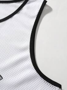 Aesthetic Post Hombres Top tank con estampado de letra unido en contraste - Blanco - Ver 5