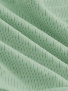 SHEIN MOD Twist Front Ribbed Knit Tube Top - Mint Green - View 5