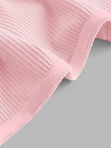 SHEIN x Marika Sila SHEIN MOD Twist Front Ribbed Knit Tube Pink Cropped Summer Top