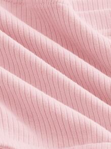 SHEIN x Marika Sila SHEIN MOD Twist Front Ribbed Knit Tube Pink Cropped Summer Top