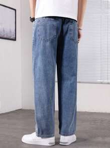 Men's Casual Washed Drawstring Waist Tapered Leg Jeans