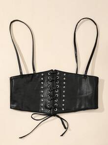 Cinturón arnés con cordón delantero - Negro - Ver 3