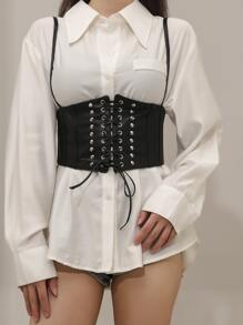 Cinturón arnés con cordón delantero - Negro - Ver 2