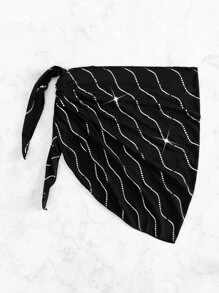 Swim SXY 滿版印花側打結沙灘纏腰式半身裙 - 黑色 - 查看 5