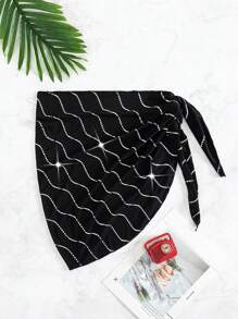 Swim SXY 滿版印花側打結沙灘纏腰式半身裙 - 黑色 - 查看 6