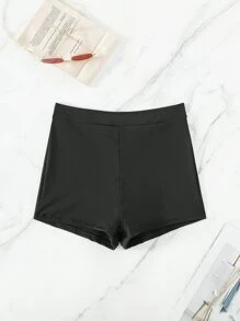 Swim Basics Summer Beach Solid Ribbed Knit Bikini Bottom - Black - View 5