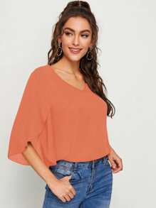 SHEIN Clasi Top monocolore maniche a fessura