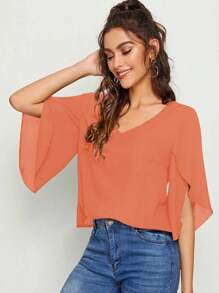 SHEIN Clasi Top monocolore maniche a fessura