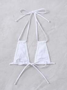 打褶掛脖比基尼上衣 - 白色 - 查看 2