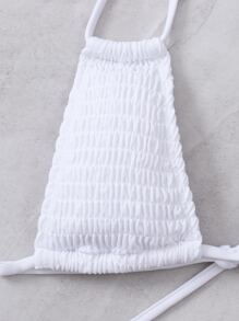 打褶掛脖比基尼上衣 - 白色 - 查看 4