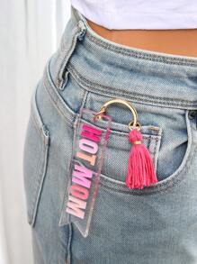 Nữ Chữ Đồ Họa Hình Chữ Nhật & Tua Rua Charm Móc Khóa Thời Trang Cho Quà Tặng Ngày Của Mẹ - Nhiều màu - Xem 4