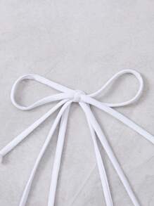 打褶掛脖比基尼上衣 - 白色 - 查看 5