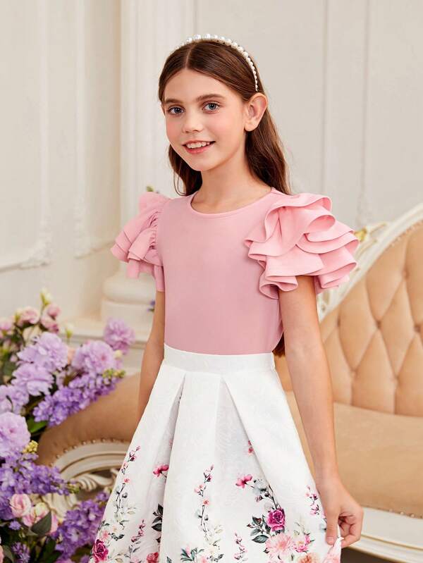 SHEIN Kids Nujoom Girls Layered Sleeve Tee SHEIN USA