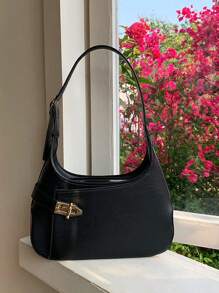 Minimalist Hobo Bag Medium Twist Lock Black - Black - View 3